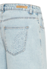 B.Young Kielo Embroidered Denim Shorts in Light Blue Denim