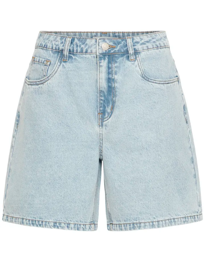 B.Young Kielo Embroidered Denim Shorts in Light Blue Denim