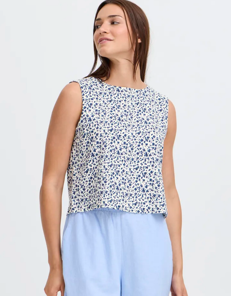 B.Young Falakka Linen Blend Button Back Top