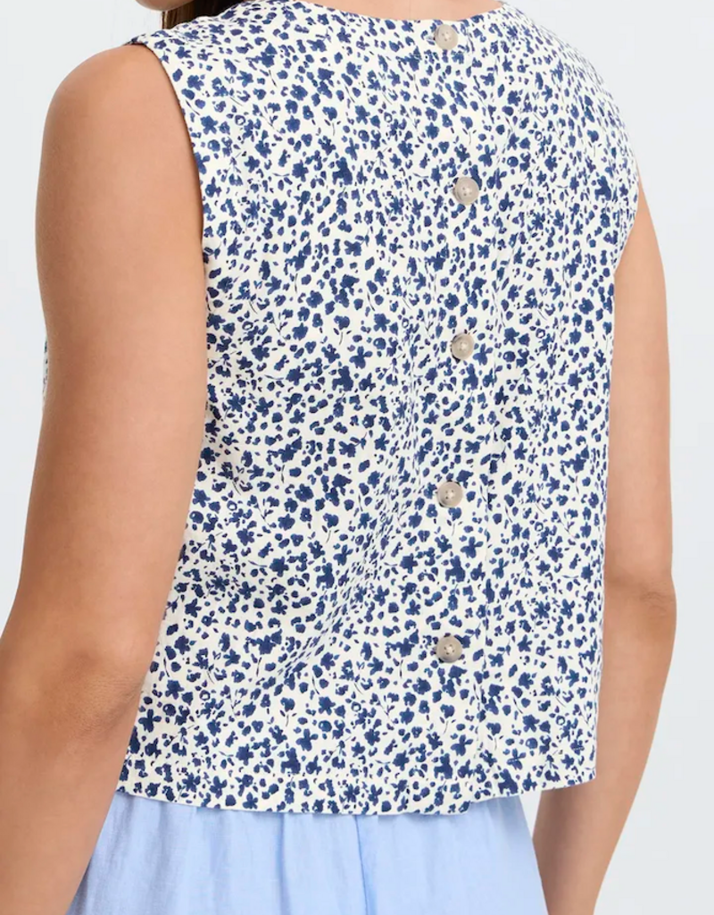 B.Young Falakka Linen Blend Button Back Top