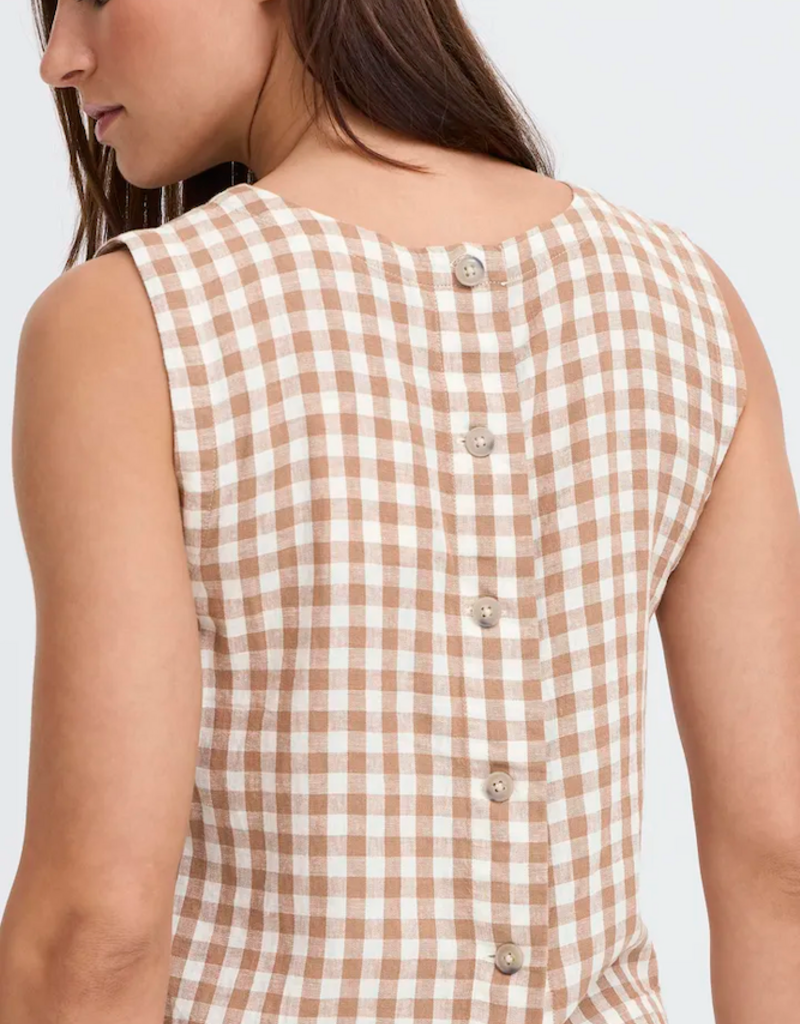 B.Young Falakka Linen Blend Button Back Top