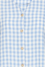 B.Young Falakka Linen Blend Puff Sleeve Shirt in Della Robbia Blue Check