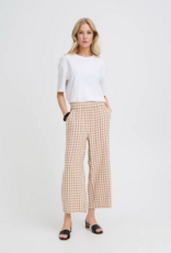 B.Young Falakka Linen Blend Crop Pants in Woodsmoke Gingham