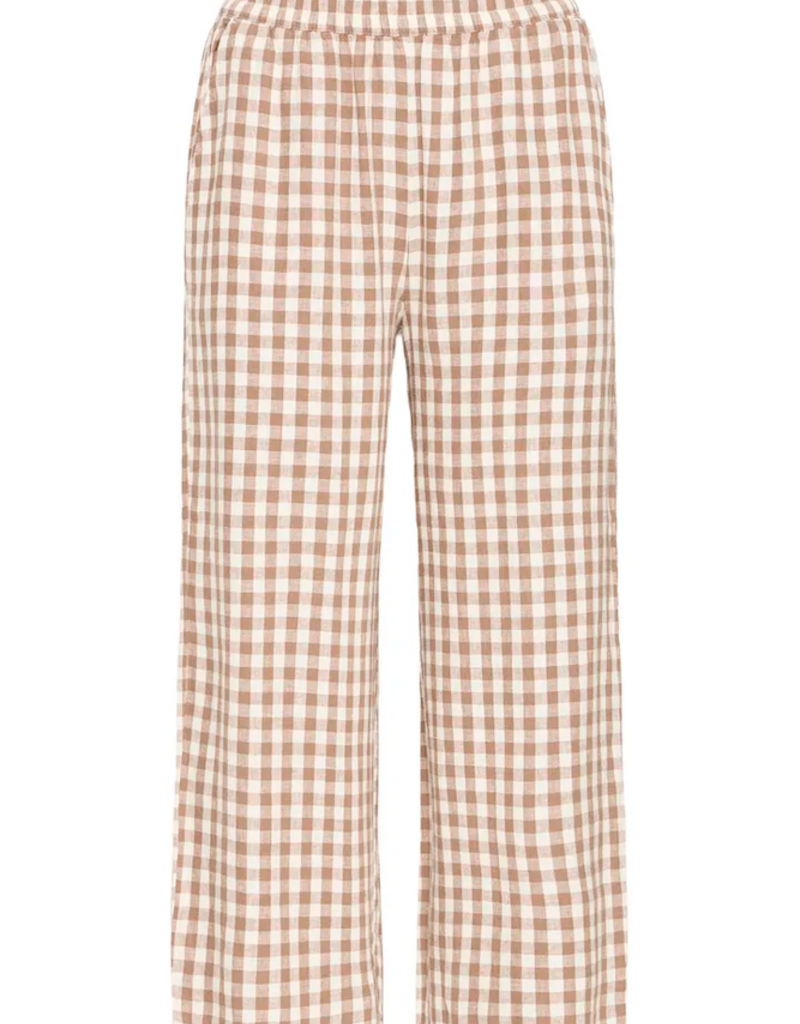 B.Young Falakka Linen Blend Crop Pants in Woodsmoke Gingham