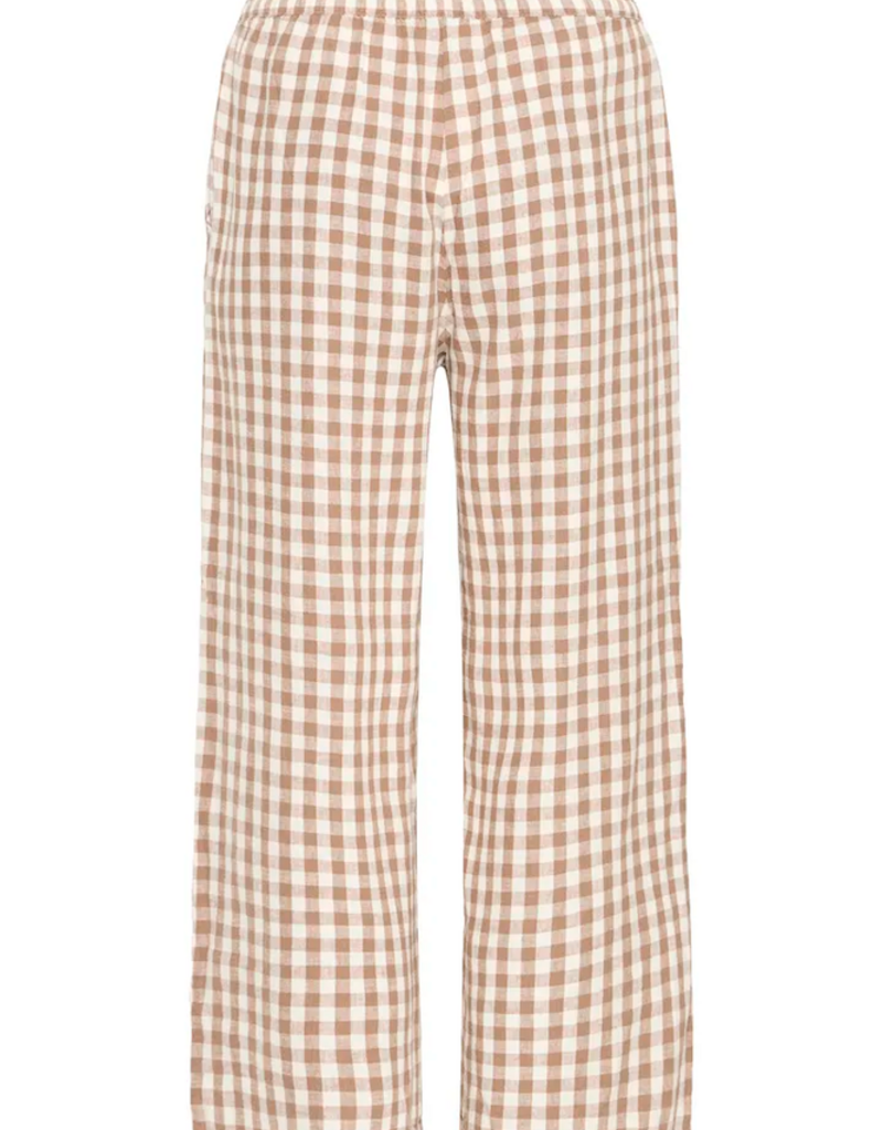 B.Young Falakka Linen Blend Crop Pants in Woodsmoke Gingham