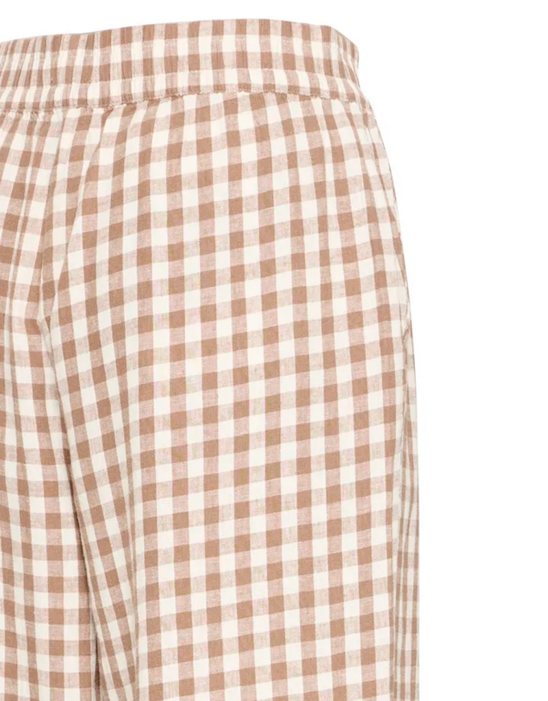 B.Young Falakka Linen Blend Crop Pants in Woodsmoke Gingham