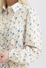 B.Young Iuania 100% Cotton Shirt Dress in Blue Wildflower Print