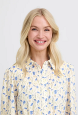 B.Young Iuania 100% Cotton Shirt Dress in Blue Wildflower Print