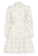 B.Young Iuania 100% Cotton Shirt Dress in Blue Wildflower Print