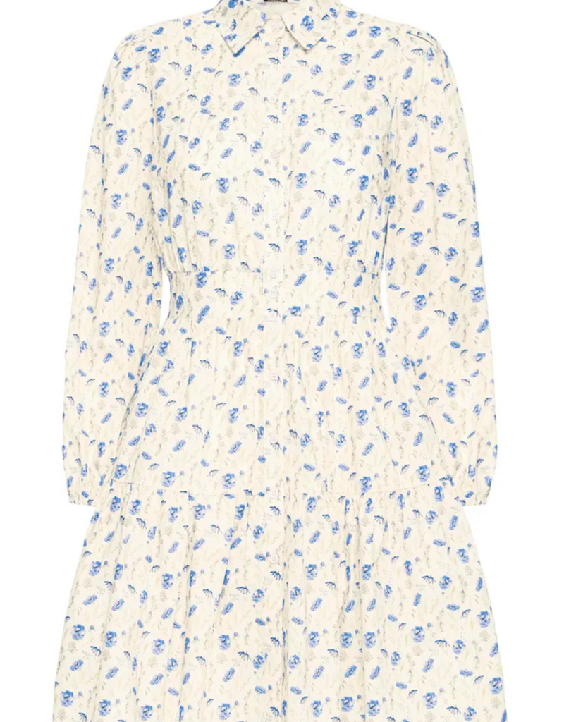 B.Young Iuania 100% Cotton Shirt Dress in Blue Wildflower Print