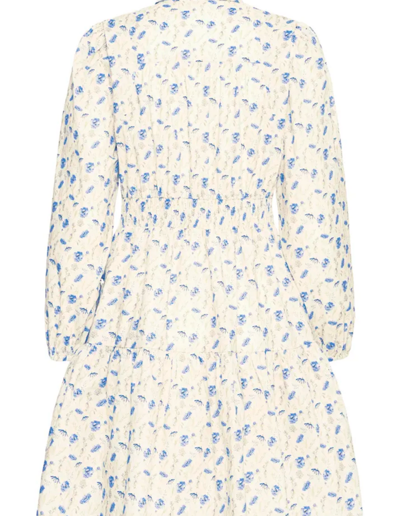 B.Young Iuania 100% Cotton Shirt Dress in Blue Wildflower Print