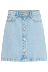 B.Young Kacila 100% Cotton Denim Skirt with Buttons in Light Blue
