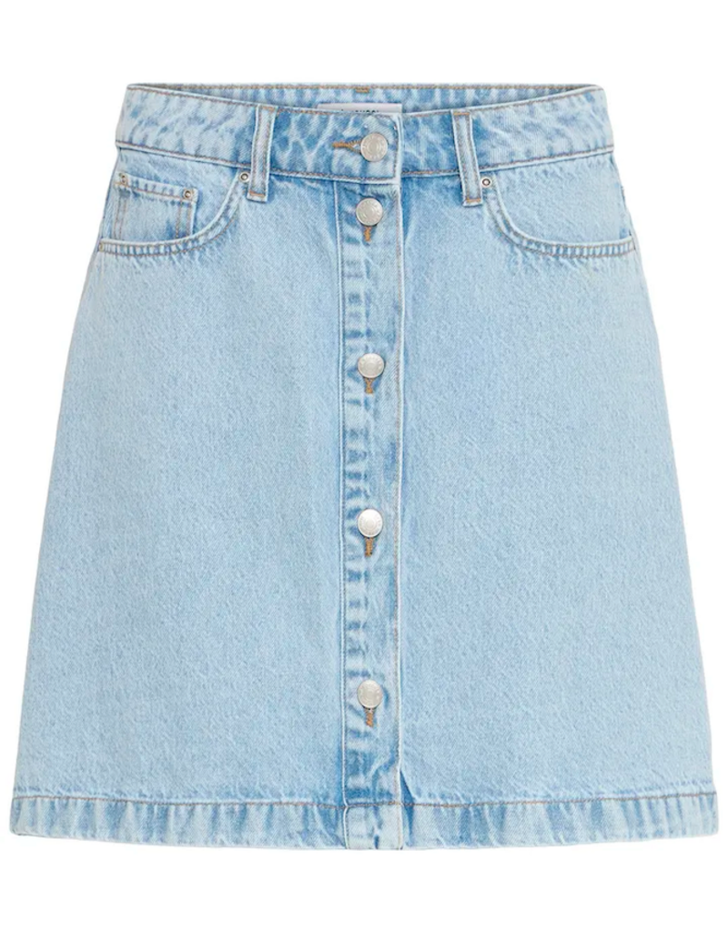 B.Young Kacila 100% Cotton Denim Skirt with Buttons in Light Blue