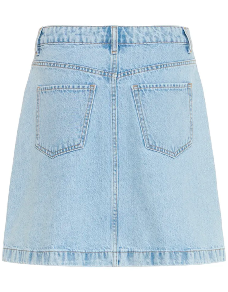B.Young Kacila 100% Cotton Denim Skirt with Buttons in Light Blue