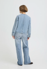 B.Young Kacila 100% Cotton Denim Jacket With Patch Pockets in Light Blue