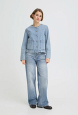 B.Young Kacila 100% Cotton Denim Jacket With Patch Pockets in Light Blue