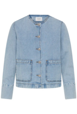 B.Young Kacila 100% Cotton Denim Jacket With Patch Pockets in Light Blue