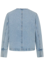 B.Young Kacila 100% Cotton Denim Jacket With Patch Pockets in Light Blue