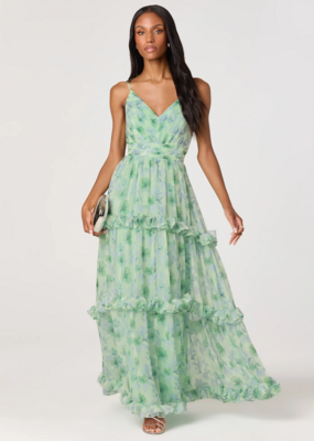 ASTR Ayanna Floral Pleated Tiered Maxi Dress