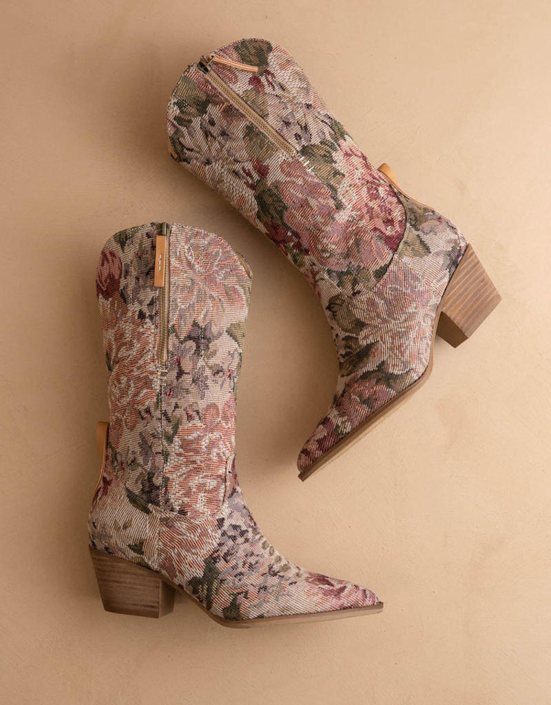 Oasis Society The Brilee Western Boot in Mauve Tapestry