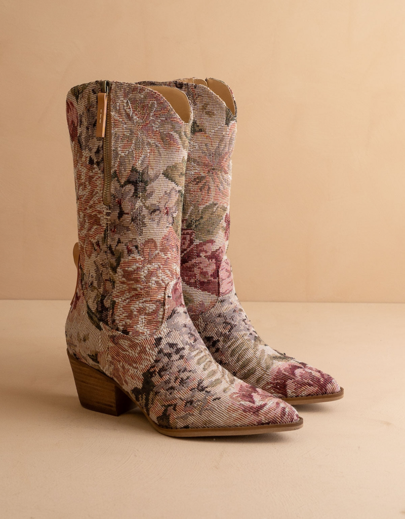 Oasis Society The Brilee Western Boot in Mauve Tapestry