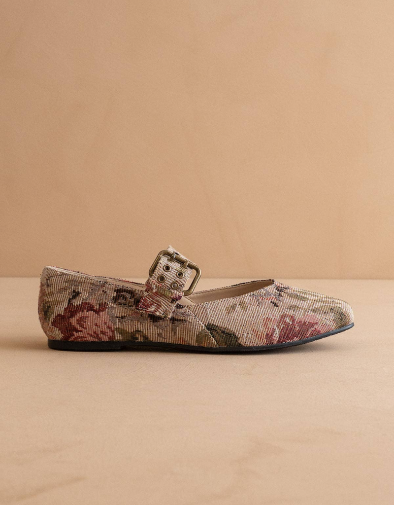 Oasis Society The Soho Ballet Flat with Buckel in Mauve Tapestry