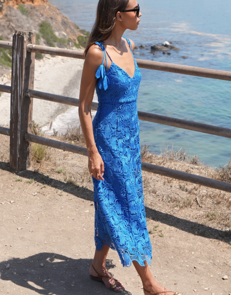 Adelyn Rae Blair Flower Tie Straps Lace Midi