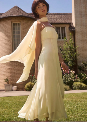 Lucy Paris Sable Scarf Dress in Light Butter Yellow