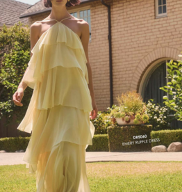 Lucy Paris Emery Ruffle Dress in Light Butter Yellow