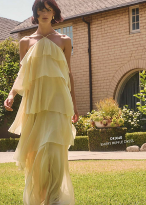 Lucy Paris Emery Ruffle Dress in Light Butter Yellow