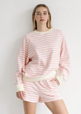 Brunette the Label Striped Short in Pink w/ Cream Stripe