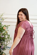 Louizon Persiste Maxi Dress with Pleated Bodice in Fig