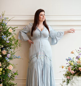 Louizon Mellou Embroidered Maxi Dress in Ciel Blue