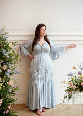 Louizon Mellou Embroidered Maxi Dress in Ciel Blue