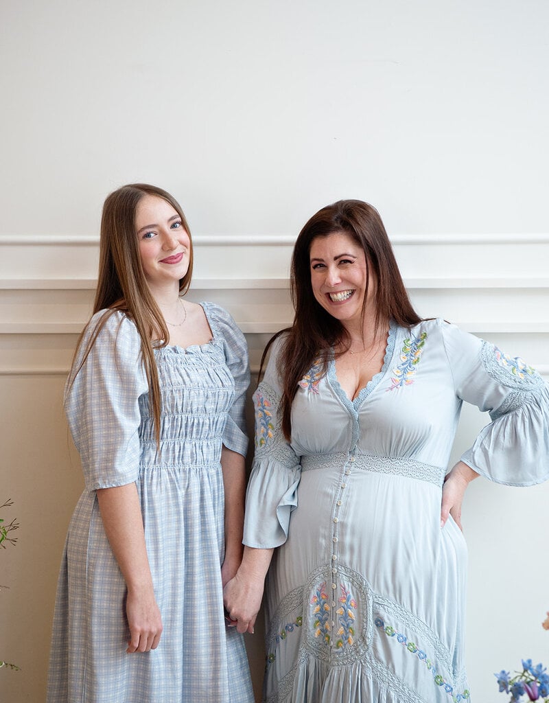 Louizon Mellou Embroidered Maxi Dress in Ciel Blue