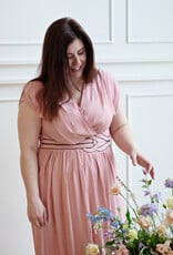 Louizon Canon Maxi Dress with Belt Detail in Blush Pink