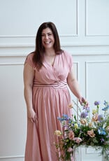 Louizon Canon Maxi Dress with Belt Detail in Blush Pink
