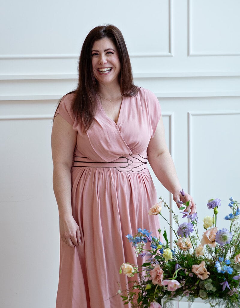 Louizon Canon Maxi Dress with Belt Detail in Blush Pink