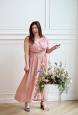 Louizon Canon Maxi Dress with Belt Detail in Blush Pink