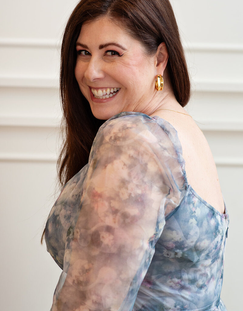 Soieblu Monet Dress in Dusty Blue Watercolour Floral