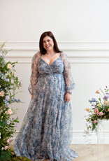 Soieblu Monet Dress in Dusty Blue Watercolour Floral