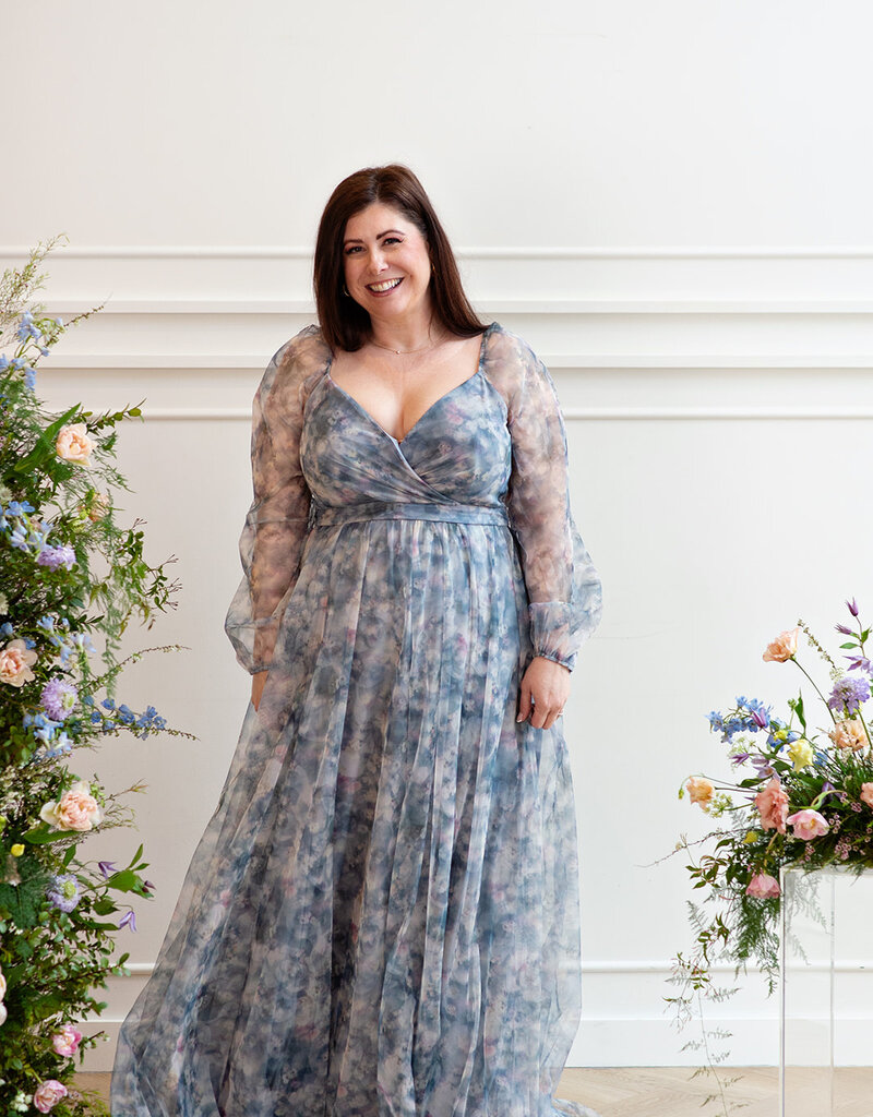 Soieblu Monet Dress in Dusty Blue Watercolour Floral