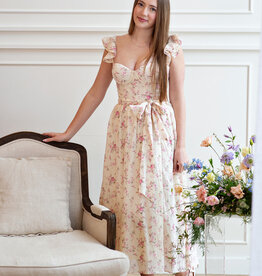Dress Forum Everlasting Bustier Flutter Dress in Chateau Rose