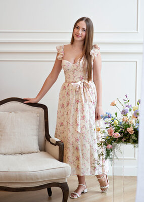 Dress Forum Everlasting Bustier Flutter Dress in Chateau Rose