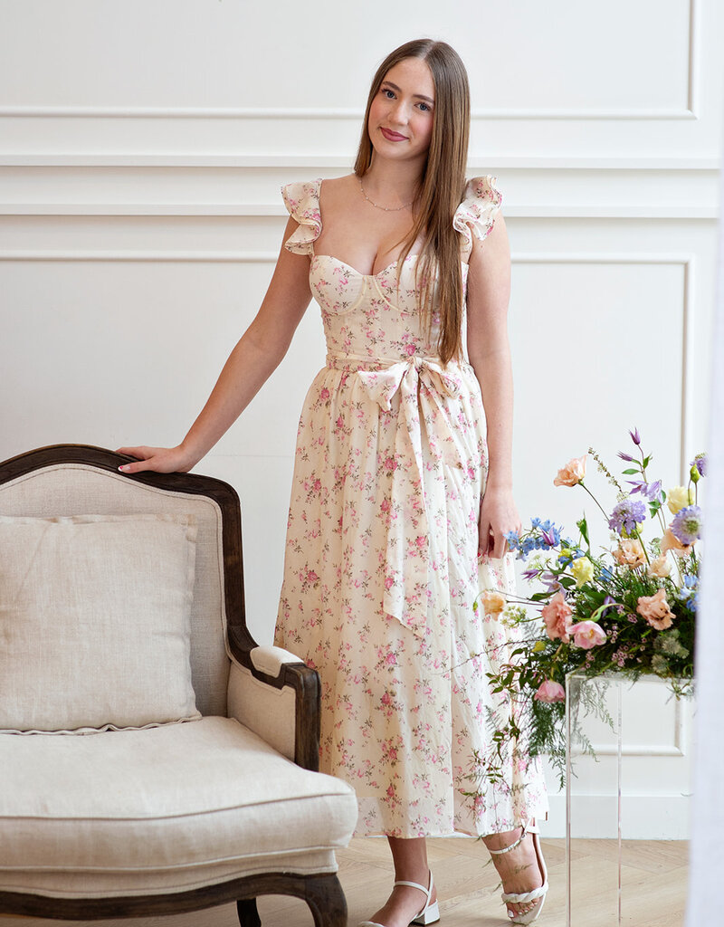 Dress Forum Everlasting Bustier Flutter Dress in Chateau Rose