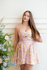 ASTR Isha Floral Sweetheart Mini Dress with Belt