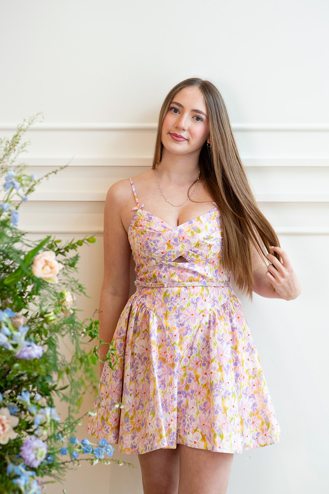 Isha Floral Sweetheart Mini Dress with Belt - Adorn Boutique