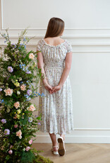 Angel Eye Genoa Shirred Off-The-Shoulder Midi Dress in Multi Ditzy Floral