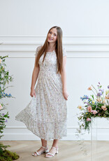 Angel Eye Genoa Shirred Off-The-Shoulder Midi Dress in Multi Ditzy Floral