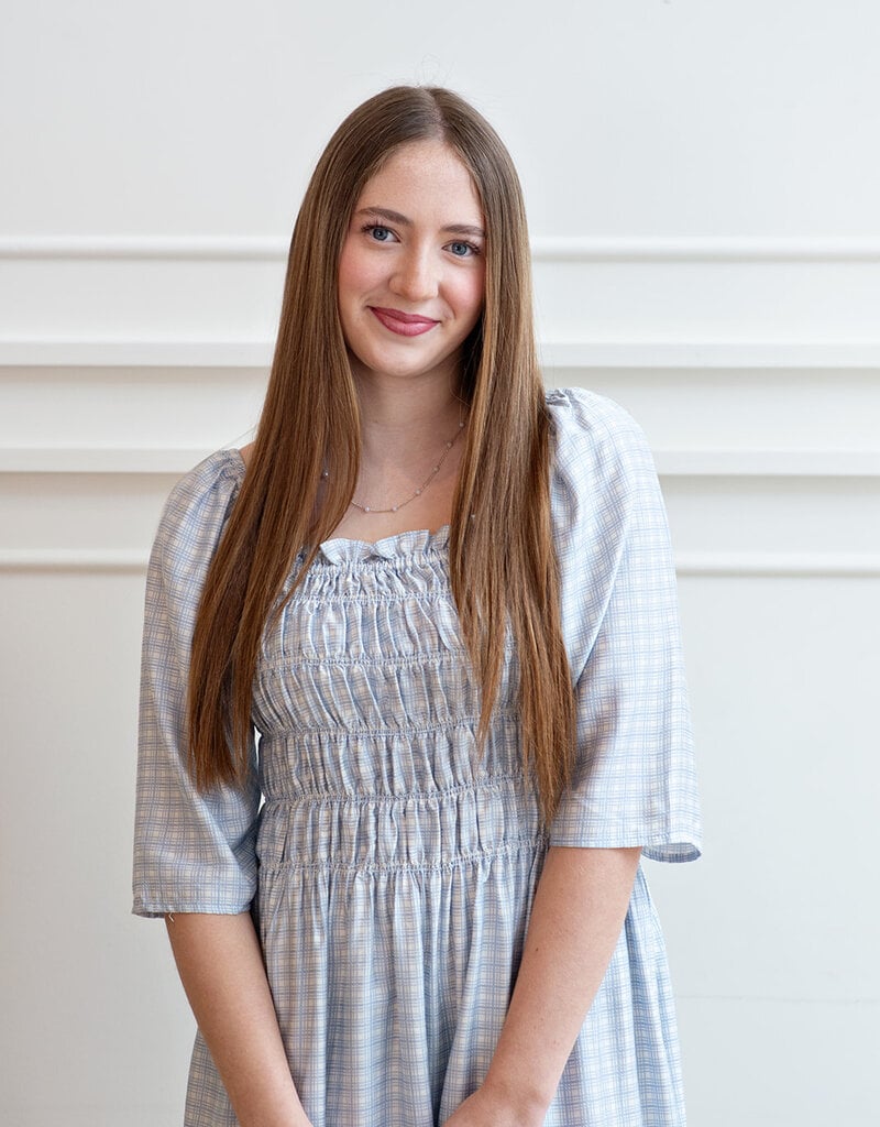 ICHI Hetta Dress in Powder Blue Gingham (FINAL SALE)